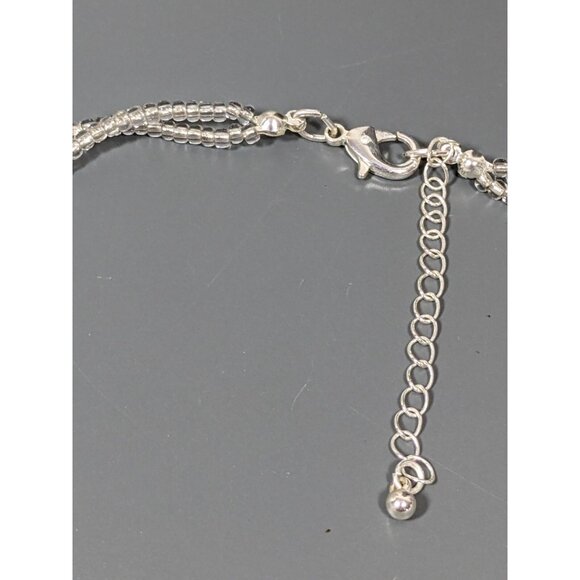 Winter Snowflake Pendant AB Rhinestone Glass and Acrylic Bead Necklace 19 in - Picture 7 of 10